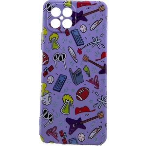 Omix X600 Kılıf Hobbies Desenli Lila Keyif Kapak Korumalı Kılıf