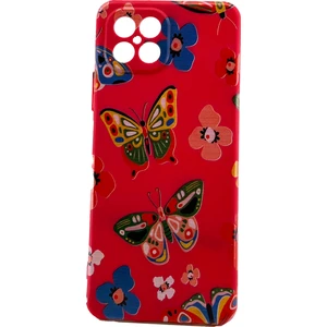 Omix X600 Kılıf Kelebek Çiçek Böcek Desenli Kırmızı Kapak Tam Korumalı