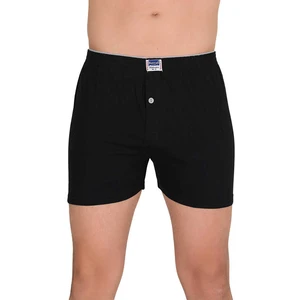 Pamuklu Havlu Bel Düğmeli Siyah Erkek Boxer 6'lı Paket