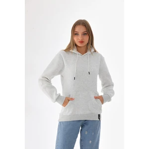 Kapüşonlu 3 Iplik Şardonlu  Kanguru Cepli Bayan Sweatshirt