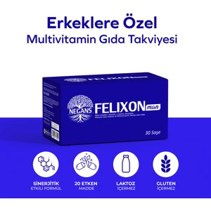 Felixon Man - Erkeklere Özel Multivitamin L- Karnitin Koenzim Q10 Kore Gingnseng Selenyum Miyo- İnositol L-Arjinin Glutatyon
