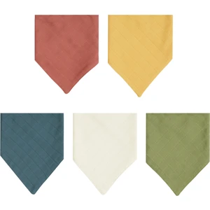 Pamuklu Çift Katlı İki Çıtçıtlı Müslin Bebek Fular & Salya Önlük 5 Adet