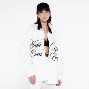 Friday Offset Denis Kadın Off White Ekstra Oversize Gömlek Ceket