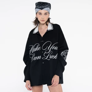 Friday Offset Denis Kadın Siyah Ekstra Oversize Gömlek Ceket