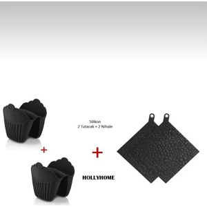 Holly Home 2'li Set ; Nihale Tutacak -2 Adet Silikon Nihale 2 Adet Fırın Tutacağı , Tencere Çaydanlık Altı Hh