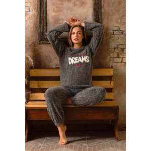 Tam Peluş Kışlık Kadın Pijama Takımı Polar Yılbaşı Pijaması