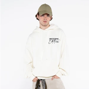 Friday Offset Teo Erkek Off White Kanguru Cepli Kapüşonlu Oversize Sweatshirt Hoodie