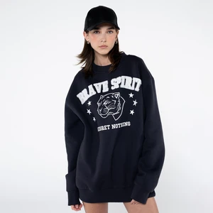 Friday Offset Troy Kadın Koyu Mavi Oversize Sweatshirt