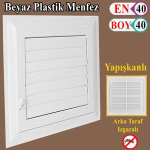 Menfez Banyo Wc Tuvalet Havalandırma Plastik Panjur Beyaz 40X40 cm