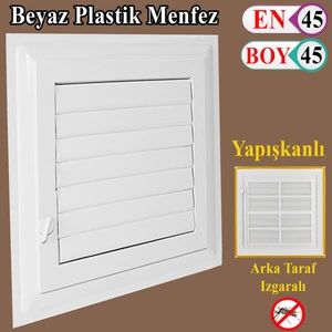 Menfez Banyo Wc Tuvalet Havalandırma Plastik Panjur Beyaz 45X45 cm