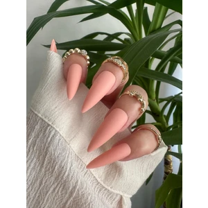 SYBELLE KOZMETİK 20 Adet Somon Mat Stiletto Takma Tırnak No8