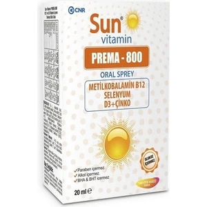 Sun Vitamin Prema-800 Vitamin B12 ve Metilfolat Oral Sprey 20 ml