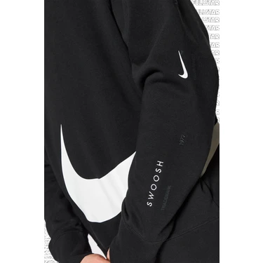 Nike Swoosh T. M. Fleece Crew Black Erkek Sweatshirt Siyah Fiyat