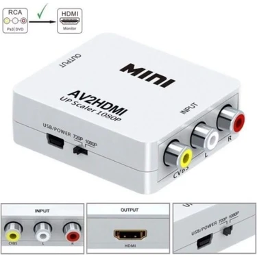 Deste Elektronik Rca To HDMI Görüntü ve Ses Dönüştürücü Av2 To HDMI