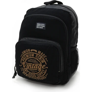 Old Cotton Cargo 7184 Revilla Siyah Sırt Okul Seyahat -15.6 Inç Laptop - Notebook Spor Kanvas Pamuk