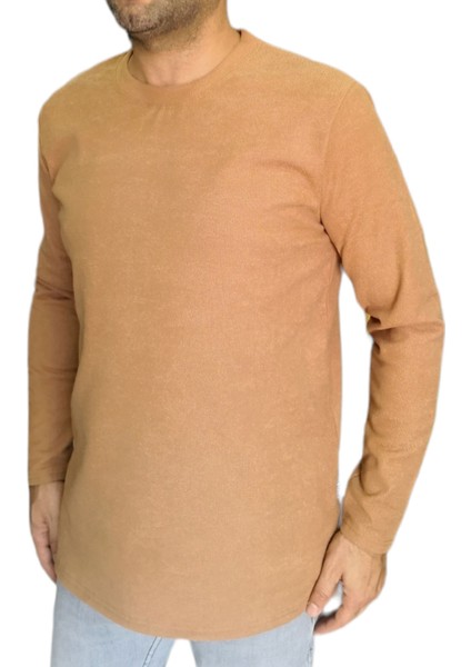 Bay Aygün Bayaygun 3121 Düz Sade Oversize Örme Sweatshırt  _camel