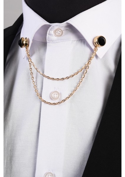 Taşlı Gömlek Yaka İğnesi Gold fiyatları