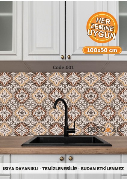 001 Code Yapışkanlı Desenli Folyo Duvar Dolap Mutfak Tezgah Arası Folyo KAPLAMA(50X100CM)