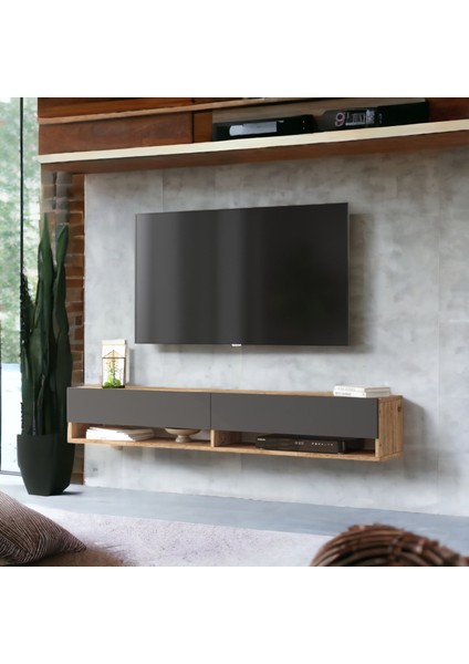 Delphin 180 cm Kapaklı Raflı Tv Ünitesi DLP9-AA Çam-Antrasit fiyatları