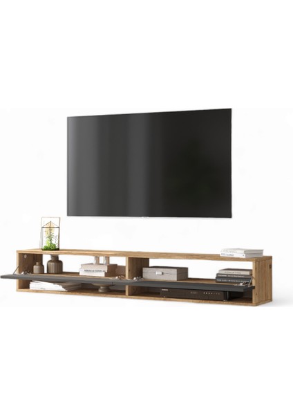 Delphin 180 cm Kapaklı Raflı Tv Ünitesi DLP9-AA Çam-Antrasit fırsatları