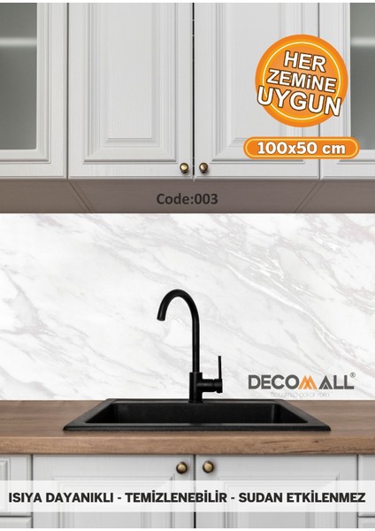 3 Code Yapışkanlı Desenli Folyo Duvar Dolap Mutfak Tezgah Arası Folyo KAPLAMA(50X100CM)