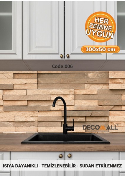 6 Code Yapışkanlı Desenli Folyo Duvar Dolap Mutfak Tezgah Arası Folyo Kaplama
