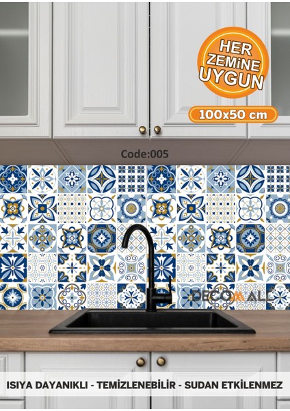 5 Code Yapışkanlı Desenli Folyo Duvar Dolap Mutfak Tezgah Arası Folyo KAPLAMA(50X100CM)