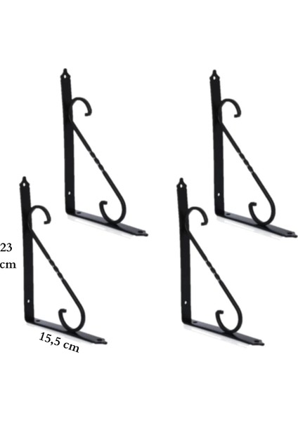 4 Adet Siyah 23.5X15,5 Ferforje Raf Altı Metal L Ayak