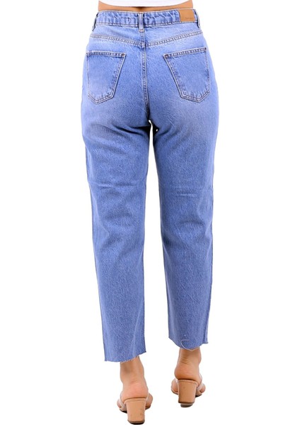 Yüksek Belli Astarsız Cepli Boyfriend Kadın Kot Pantolon Jean fiyatları