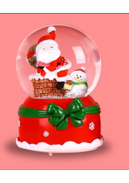 Noel Baba Kardan Adam Tasarımlı 13 cm Büyük Boy Işıklı Müzikli Kar Küresi