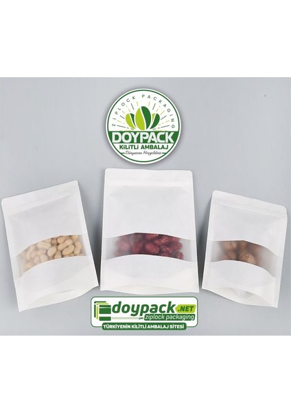 Beyaz Kraft Pencereli Kilitli Doypack 16X27 (500 Gr.) fiyatları