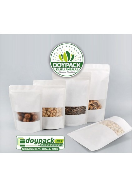 Beyaz Kraft Pencereli Kilitli Doypack 16X27 (500 Gr.) fırsatları