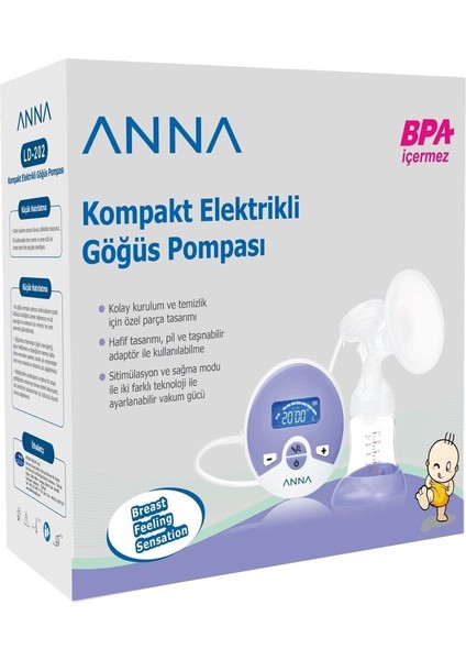Kompakt Elektrikli Göğüs Pompası Tekli (20 Li Anne Sütü Saklama Poşeti Hediye)