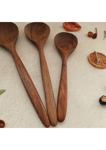 Ahşap Tahta Servis ve Sunum Kaşığı Seti - El Yapımı - Ceviz Ağacı indirimleri
