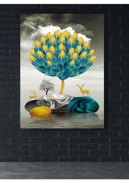 Altın Geyik Kanvas Tablo