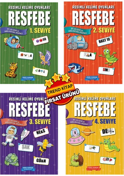 Adım Adım Resfebe Seti (Seviye 1-2-3-4) Kelime Oyunları Kitap Seti