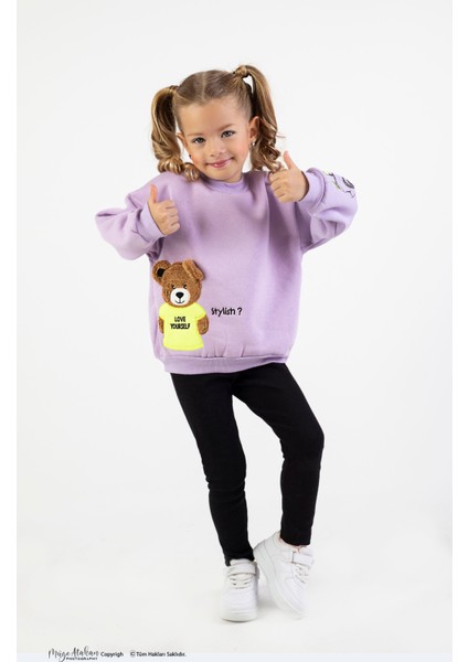 Kız Çocuk Orta Kalınlıkta Baskılı Örme Basic Taytlı Alt Üst Takımı fırsatları