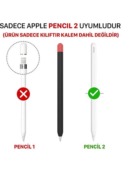 Apple Pencil 2. Nesil Uyumlu Koruyucu Silikon Kılıf Kaydırmaz Sevimli Kedi Figürlü