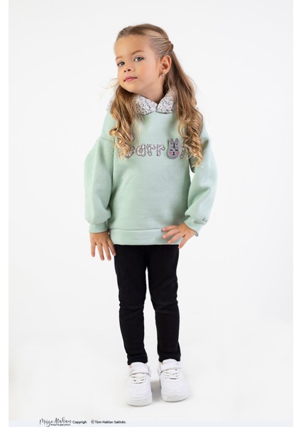 Kız Çocuk Kumaş Orta Kalınlıkta Caretta Nakış Örme Basic Taytlı Alt Üst Takımı