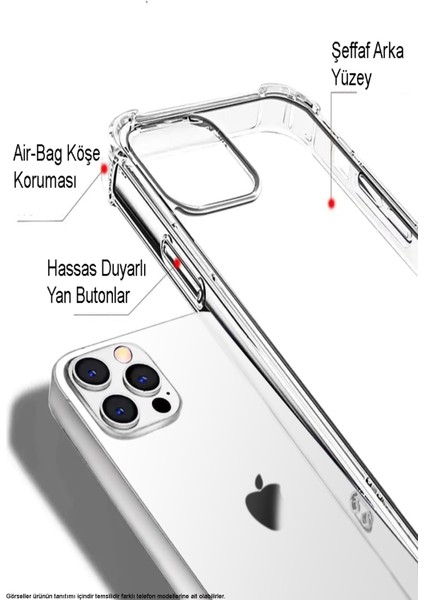 Caseworld Apple iPhone 15 Kapak Kamera Bölümü Açık Airbag Antishock Köşe Korumalı Şeffaf Silikon Kılıf modelleri