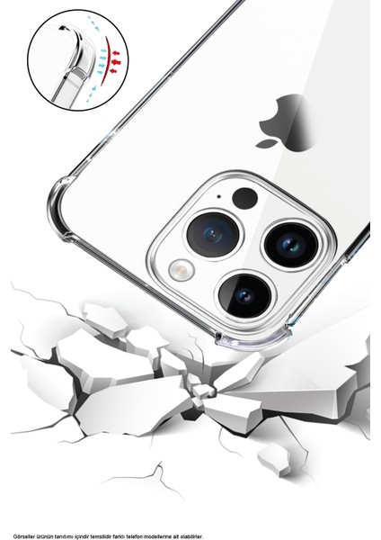 Caseart Apple iPhone 15 Kapak Kamera Bölümü Açık Airbag Antishock Köşe Korumalı Şeffaf Silikon Kılıf