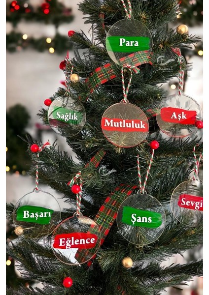 Pleksi Yılbaşı Çam Ağacı Süsü Seti -Dilek Çam Ağacı Süsü -T641
