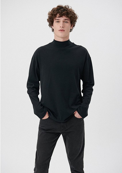 Erkek Uzun Kollu Siyah Basic Tişört 0611876-900