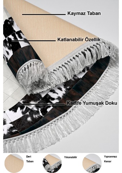 Dijital Salon Halısı Yıldız Deri Kaymaz Taban Saçaklı Oval Modern Mallow Siyah indirimleri
