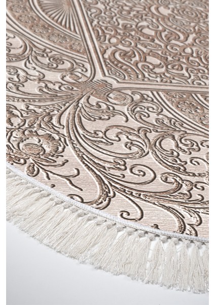 Dijital Salon Halısı Yıldız Deri Kaymaz Taban Saçaklı Oval Modern Katrina Kahve fırsatları