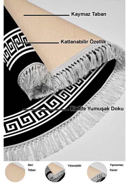 Dijital Salon Halısı Yıldız Deri Kaymaz Taban Saçaklı Oval Modern Kathryn Siyah indirimleri