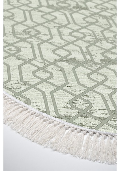 Dijital Salon Halısı Trend Keçe Kaymaz Taban Saçaklı Oval Modern Eliana Yeşil fırsatları