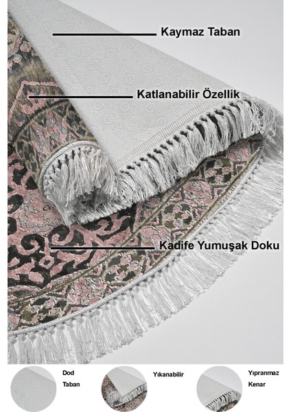 Dijital Salon Halısı Trend Keçe Kaymaz Taban Saçaklı Oval Modern Osana Pudra indirimleri