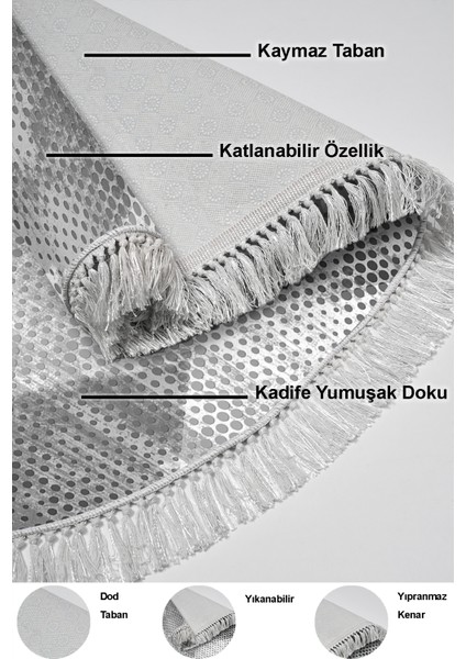 Dijital Salon Halısı Trend Keçe Kaymaz Taban Saçaklı Oval Iskandinav Amaris Gri