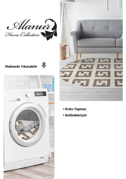 Dijital Salon Halısı Trend Keçe Kaymaz Taban Saçaklı Oval Modern Tess Bej modelleri